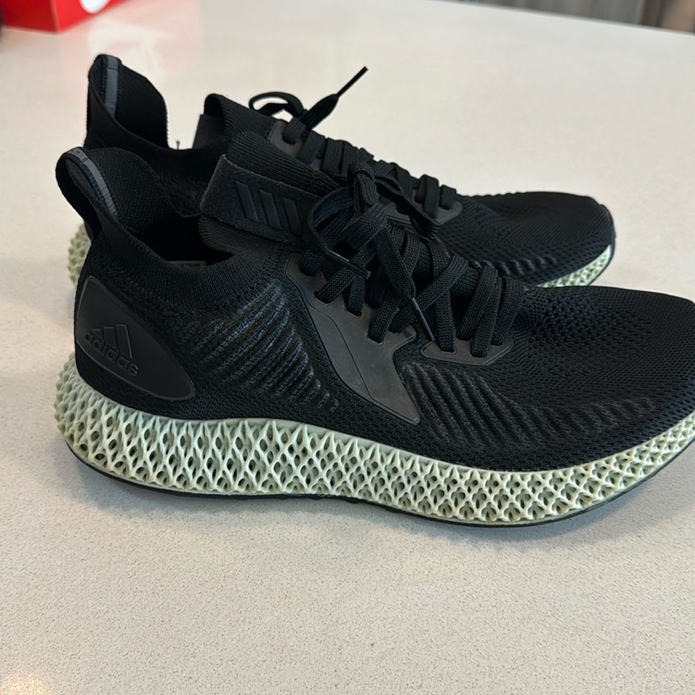 adidas Men's Black Knit Sneakers with Pale Green 4D Midsole